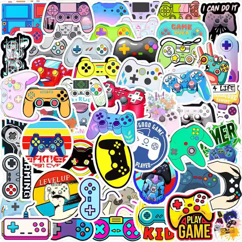 50pcs 80s 90s Play Game Gamepad Joystick Sticker Skateboard Suitcase Guitar Kettle Deco Laptop Skin 
