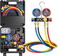 VIVOHOME HVAC Manifold Gauge Set for R410a R454B R32 R22 Refrigerant, 4 Valve Residential Household 