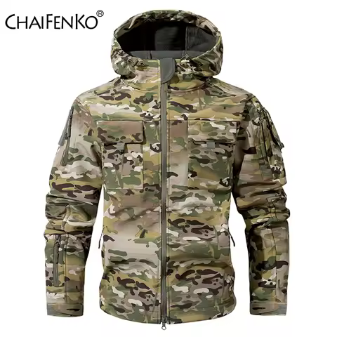 Men Outdoor Lurker Shark Skin Soft Shell Tactical Jacket Waterproof Fleece Hooded Coat Hunt Clothes 