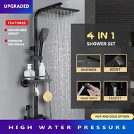 Shower Head 4 In 1 Rain Shower Set Hot And Cold Black Shower With Bidet Spray Set For Bathroom