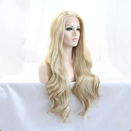 【 LCG5】-1 Piece Synthetic Blonde Lace Front Wigs Piano Blonde Color Long Soft Hair Heat Resistant Fi