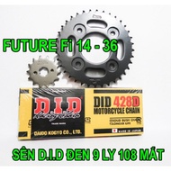 Recto sprocket, DID black chain 9mm 108 eyes for Future Fi, Future X,...