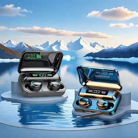 New F9 Bluetooth Headphones 9D Stereo High Bass Sport Earphones Handfree Touch Control Tws Wireless 