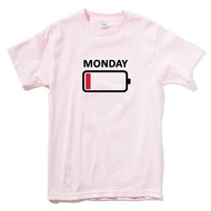 MONDAY BATTERY 短袖T恤 淺粉色 星期一電池電量沒電