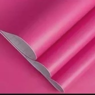Wallpaper Sticker Dinding Pink Fanta Polos Bahan Kertas PVC Full Lem Perekat Natural COD