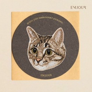 EMJOUR Embroidered Sticker Card-Tabby Cat | Pet Souvenir Gift Card Bag Decoration Phone Case