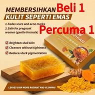 【Beli 1 Percuma 1】MUZHIAN Sabun Lemon Turmeric Kojic Acid, Sabun Pencerah, Hapuskan Noda Gelap, Pera