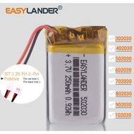 JST 1.25mm 2pin 402030  3.7V 200mAh Lithium Polymer LiPo Rechargeable Battery 302030 502030 602030 7