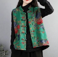 【New Arrival】2023 chinese national style hanfu top padded jacket women elegant hanfu top oriental style vintage spring vestival red vest