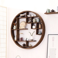 ST/💚Antique Shelf Solid Wood Chinese Style Wall-Mounted Duobao Pavilion Wall-Mounted Teapot Shelf Shelf Frame Partition