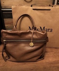 Max Mara 副牌 max&amp;co 咖啡色真皮包原價 25800 機車包 rabeanco salad tough