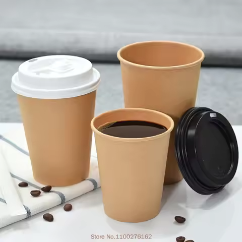 100pc/pack 6oz/180ml Kraft Paper Cup Disposable Paper Cup Coffee Tea Cup Party Wedding Supplies