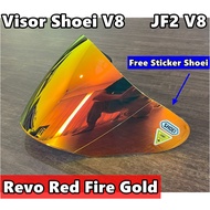 Visor SHOEI V8 JF2 V8 OPEN FACE Helmet Cermin Topi MHR TSR JF3 JF2 VISOR REVO BLUE REVO GOLD RAINBOW