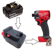 Universal battery adapter for Milwaukee M18 (machine and battery not included)