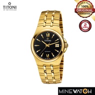 Titoni Impetus 38mm Black Dial Gold Stainless Steel Strap Automatic Watch T-83730 G-515