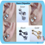 Stainless Steel Earrings for Piercing In The Ear Cartilage Area. | CZ.BB CZ Stud(Ball Back) earring 