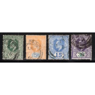 Setem Ceylon 1903-05 KEVII SG266,267,271,273 3c-30c Wmk Crown CA CV£14 Used (Smp R057)