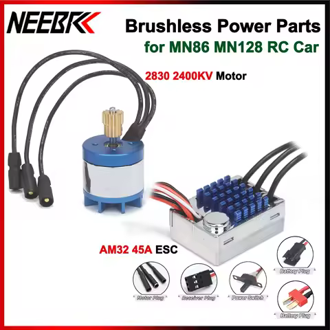 MN86 MN128 Upgrade Power Parts 2830 2400KV Outrunner Brushless Motor AM32 45A ESC SM3.0 Original/T P