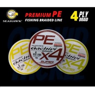 Seahawk Gachiri x4 braided 150m Ultimate Knot Strength 15lb -55lb