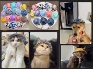 貓咪夏季防曬帽德文牛仔奶牛漏耳朵遮陽帽寵物漁夫帽子小狗狗頭套