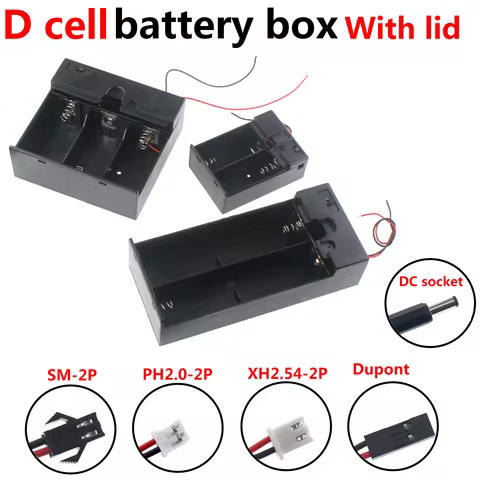 1X 2X 3X 4X Slots D Size 1.5V 3V 4.5V 6V Battery Holder Cell with Wires Durable Holder Battery Case 