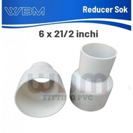 Pvc reducer Fitting 6 x 2 1/2 inch over socket 6 to 2 1/2 dim