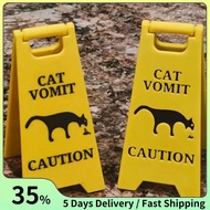 Fashion Funny Cat Vomit Sign Bright Yellow Gift Warning Sign Cat Vomit Sign for Cat Lover