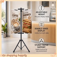 Tripod Banner Stand Double Sided Poster Display Holder Metal Adjustable Menu Signage Rak Iklan