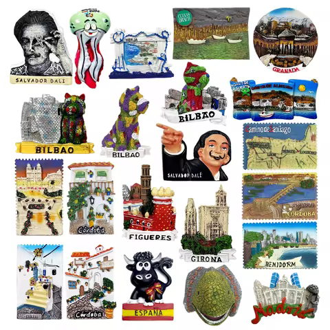 Europe Spain Bilbao Girona Figueres Granada Benidorm Magnetic Refrigerator Sticker Collection Fridge