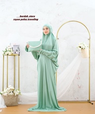 COD Mukena Terusan Dewasa Burdah Rayon Polos Travelling