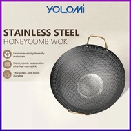 YOLOMI Honeycomb Wok Pan Non Stick Kuali Original Hot Pot Kuali Sarang Lebah Tidak Melekat 蜂窝不粘锅