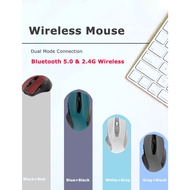 LOYALTY-SECU USB2.0 Wireless Mouse Dual Mode Bluetooth 5.0 2.4G 2400 DPI for Computers and Smartphones