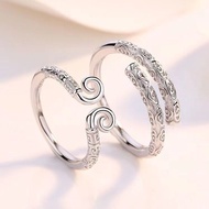 TL0E Love You Ten Thousand Years Golden Hoop Rod Couple Ring Ethnic Style Couple Gift-Sterling Silve