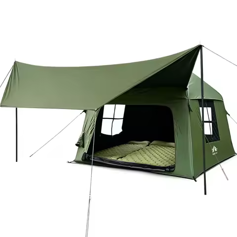 Night Cat Inflatable Camping Tent: Easy 60-Second Setup for 4 People Blackout Inflatable Tent with A