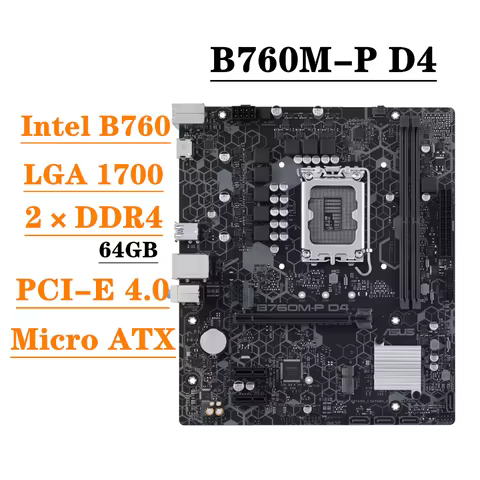 ASUS B760M-P D4 Motherboard Intel B760 Chipset LGA 1700 Support DDR4 Micro ATX Form Factor