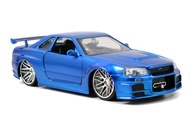 Fast & Furious 1:24 Brian's 2002 Nissan Skyline GT-R R34 a Die-cast Car, Toys for Kids and Adults, B