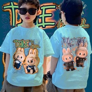 8 สี Popmart Labubu T-shirt สบาย ๆ เด็กน่ารักเสื้อยืดเด็กชายและเด็กหญิงด้านบน