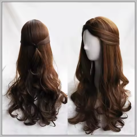 Movie Beauty and the Beast Princess Belle Brown Synthetic Wig Emma Waston Cosplay Wigs Gril Role Pla