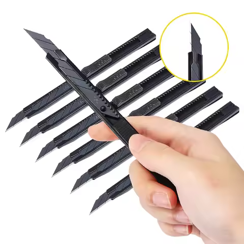 DELI 1/3/5/10Pcs Utility Knife Stainless Steel Paper Cut Box Cutter Tools Kit Retractable Anti-Slip 