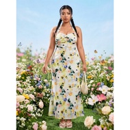 Yellow Printed Dress Polyester Fabric Set Length 49 Inches