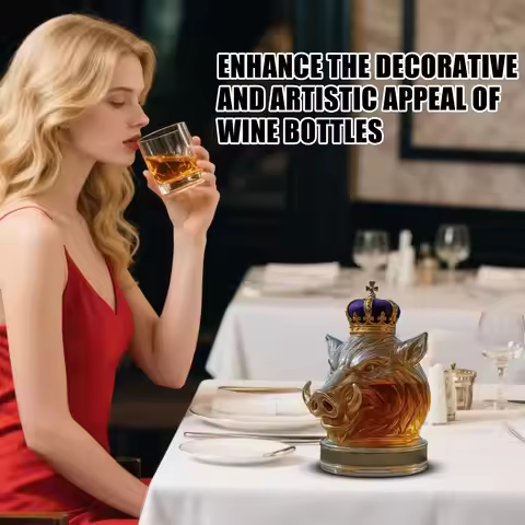 Wine Bottles Whiskey Wild Boar Glass Wine Bottle Artistic Alcohol Dispenser For Bourbon Vodka Tequil