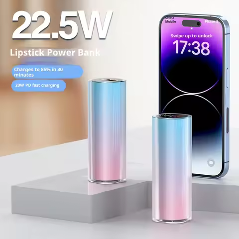 22.5W cross-border mini lipstick portable gradient color power bank PD5000 mAh 10000mAh power bank