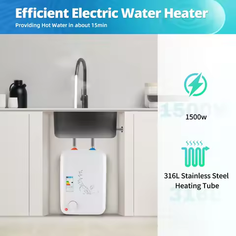 8L 1500W Electric Hot Water Storage Tank Water Heater Under Basin Water Boiler Small Water Heater fo