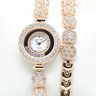 นาฬิกา Royal Crown นาฬิกาข้อมือผู้หญิง # 5308 B21 - 2 Circle Pink  Gold