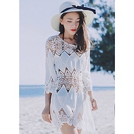 Áo ren lưới đi biển thời trang, mặc ngoài bikini, croptop, dáng lửng tay lỡ xinh xắn, mẫu cao cấp mớ