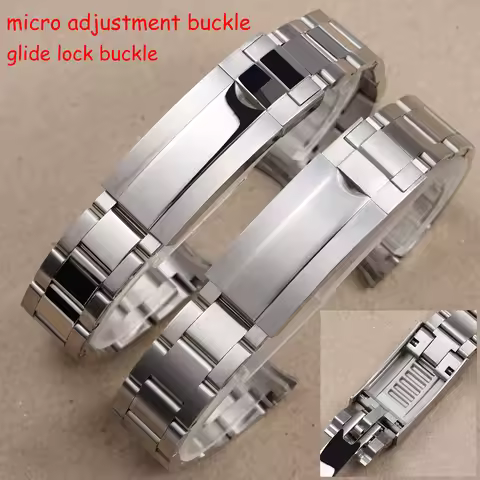 Solid Stainless Steel Watchband with Glide Lock Clasp 21/20mm Compatible with Rolex Submariner Dayto