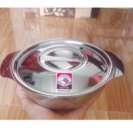 High quality stainless steel bowl with lid and Zebra handle in all sizes from 12cm to 22cm