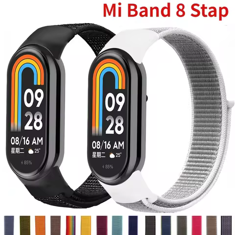 Nylon Loop for xiaomi Mi Band 8 Strap SmartWatch Wristband Correa NFC Replacement sport watchband pu