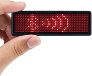 Coolbird Red LED Name Tag, Rechargeable Wireless Bluetooth LED Name Badge Reuseable Price Tag 44x11 
