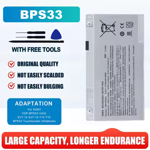 New VGP-BPS33 11.4V 43WH/3760mah Laptop Battery For SONY VAIO SVT-14 SVT-15 T14 T15 BPS33 SVT1511M1E